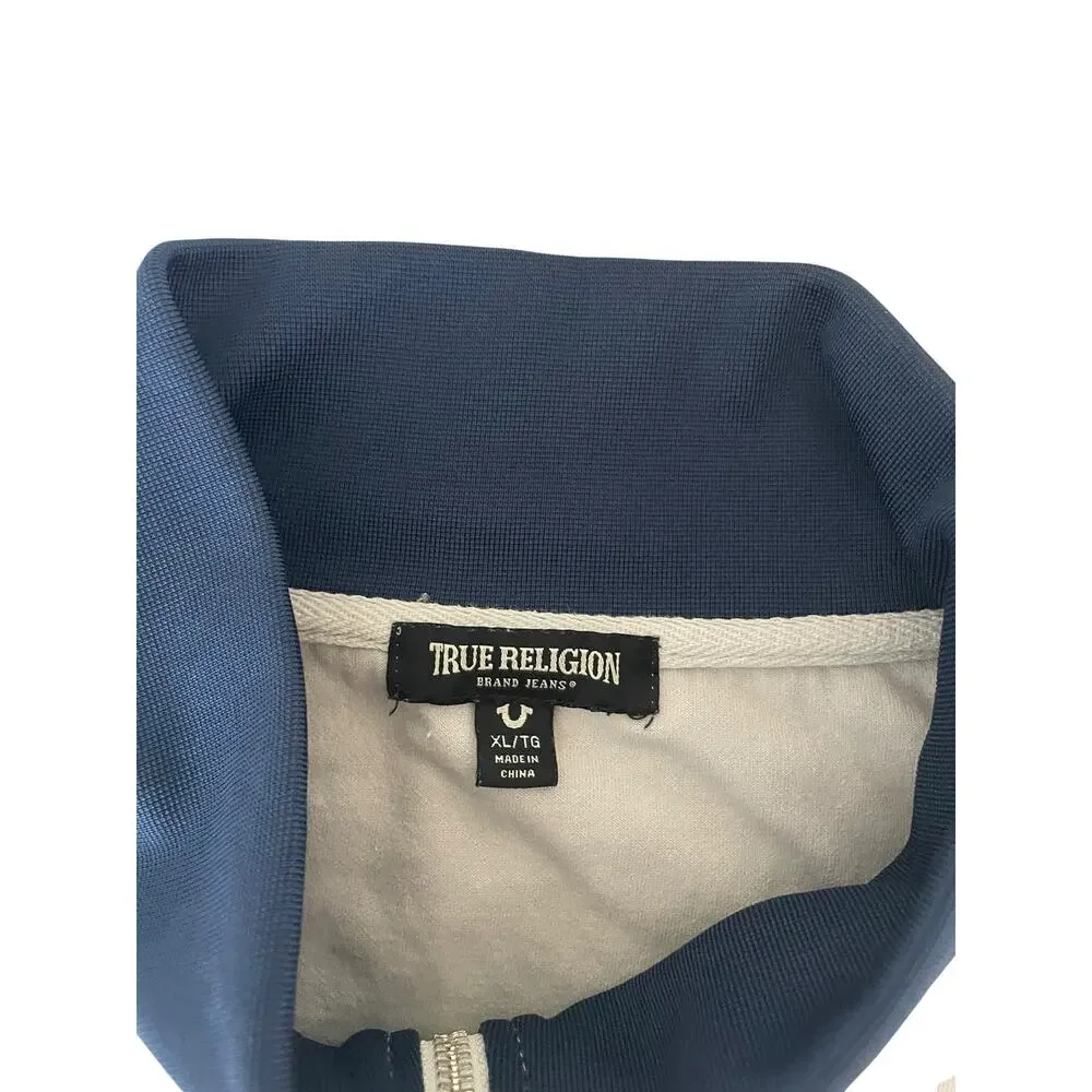 True Religion Zip-Up Track Jacket Grey and Navy Blue XL